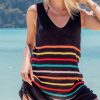 2023 Black Crochet Tunic Bikini Cover-Ups Striped