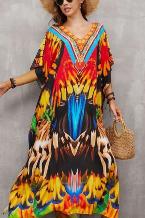 2023 Bohemian Printed Loose Kaftan Casual Summer V