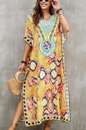 2023 Bohemian Printed Loose Kaftan Casual Summer V
