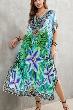 2023 Bohemian Printed Loose Kaftan Casual Summer V