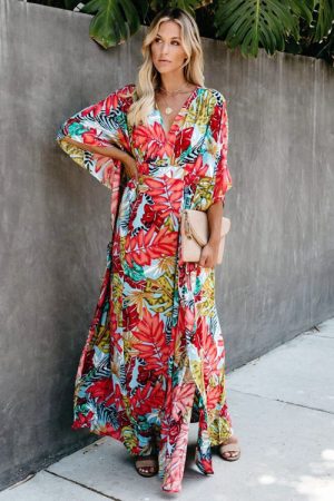 2023 Bohemian Printed Loose Summer Dress Kimono Gr