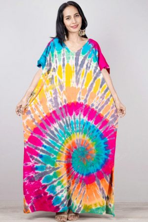 2023 Boho Print Plus Size Kaftan Casual V-Neck Hal