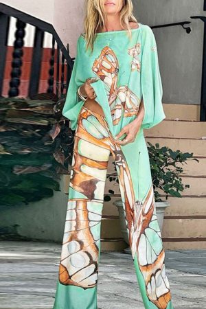 2023 Boho Print Tops Or Pants Casual Belt Summer C