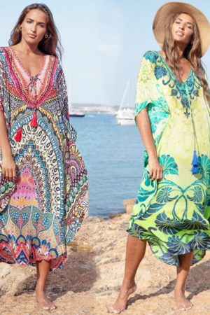 2023 Deep V-Neck Half Sleeve Long Summer Dress Bea
