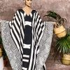 2023 Indie Folk Striped Long Kaftan Casual V-Neck