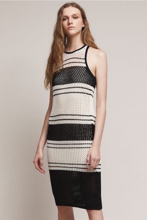 2023 Long Knitted Beach Dress Crochet Hollow Out S