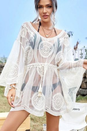 2023 See Through Bikini Dresses White Lace Tunic W