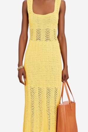 2023 Square Neck Beach Dress Cover Up White Croche