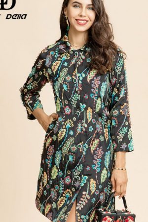 Designer Autumn Winter Coat Women 3/4 Sleeve Singl