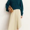A-Line Midi Skirt Women Autumn Vintage Printing De