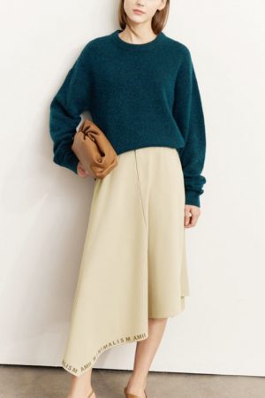 A-Line Midi Skirt Women Autumn Vintage Printing De