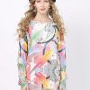 Abstract Print Women Knitted Sweater Dress Long Sl