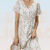 Allover Floral Print Shirred Waist Flared Hem Dres