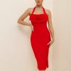 Arrival Summer Red Bodycon Women Draped Halter Par
