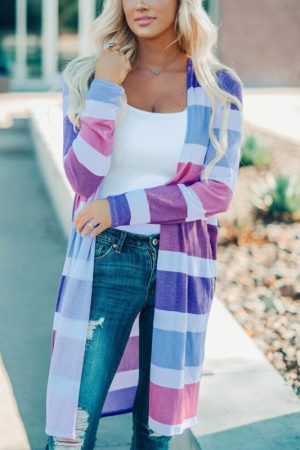 Autumn And Winter Mid-Length Fashion Striped Loose