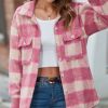 Autumn And Winter Plaid Mohair Coat Woolen Overcoa