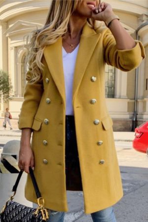 Autumn And Winter Style Breasted Lapel Slim Woolen