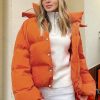 Autumn And Winter Style Short Row Button Hooded Lo