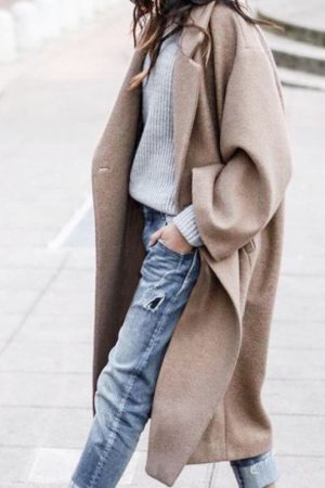 Autumn And Winter Women's Fashion Long Solid Colla