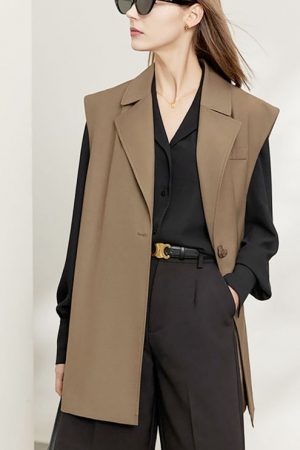 Autumn Blazer Vest For Women Loose Casual Sleevele