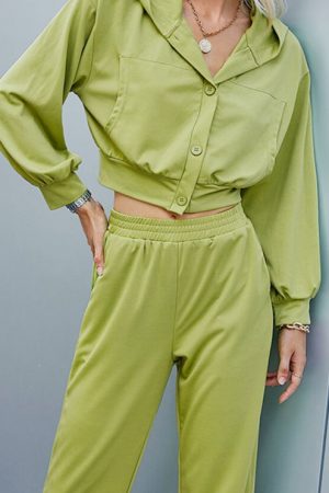 Autumn Casual Solid Two Piece Sets Women Loose Hoo