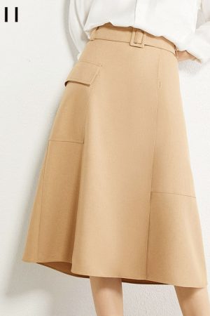 Autumn Fashion Aline Women Skirt Solid High Waist
