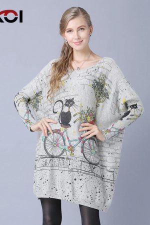 Autumn Fashion Women Long Loose Sweaters Full Slee
