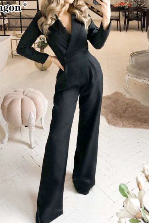 Autumn Female Overalls Bodysuit Club Elegant One P