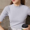 Autumn Knitted T-Shirts For Women Solid Stand Coll