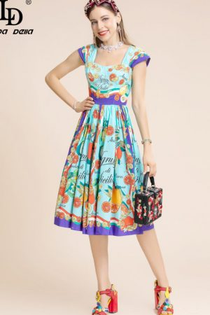 Autumn Runway Fashion Cotton Dress Women Square Co