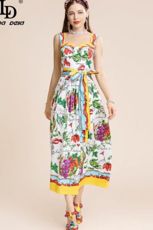 Autumn Vacation Cotton Dress Women Spaghetti Strap