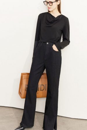 Autumn Velvet Warm Jeans Loose Slit Thick Denim Pa