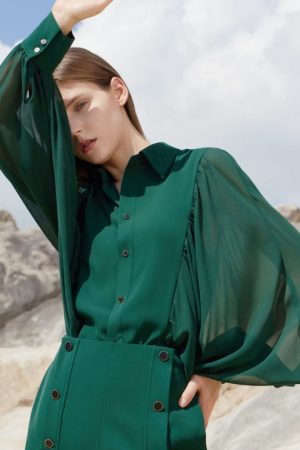 Autumn Women Suit Batwing Sleeve French Style Chif