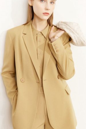 Autumn Women Suit Jacket Double Breasted Loose Vin