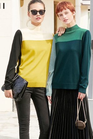 Autumn Women's Sweater Temperament Contrasting Col