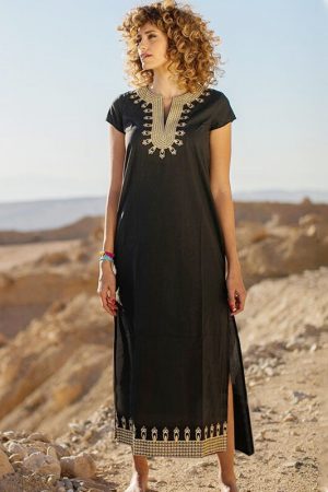 Beach Cover-Ups Embroidery Vintage Ladies Tunics K