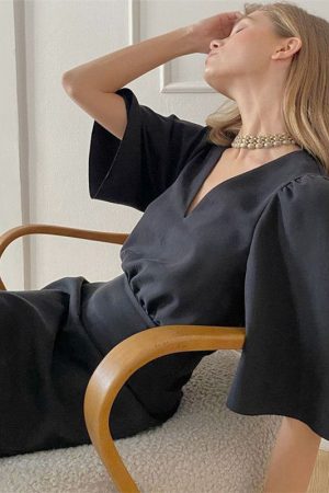 Black Short Sleeve Women Dress Luxury A-Line Ladie