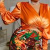 Bodycon Satin Print Plus Size Women Party Dress Ho