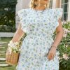 Boho Ruffle Print Lace Women Summer Dress Holiday