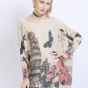 Butterfly Print Jumper Knitted Sweaters Pullover W