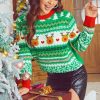 Cartoon Women's Christmas Sweater Winter Color Blo