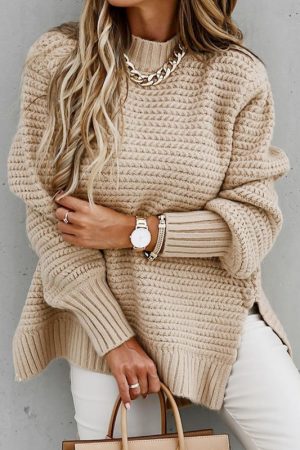 Casual Half High Neck Pullovers Winter Women Knitt