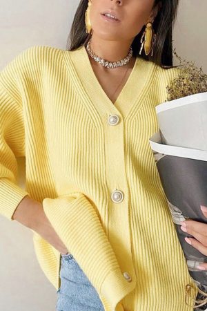 Casual V-Neck Knitted Kimono Cardigan Women Autumn
