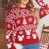Casual Women Plus Size Christmas Sweater Winter Ja