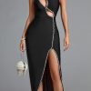 Celebrity Women's Black Bodycon Dress Elegant Crys