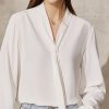 Chiffon Shirt Women's Autumn Office Lady V-Neck Wh