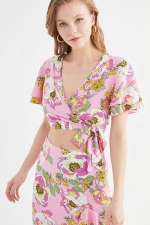 Colorful Flower Pattern Bottom-Top Suit Tbess21au0
