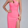 Crystal Women Pink Bodycon Dress Evening Party Ele