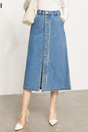 Denim Skirts For Women Streetwear High Wasit Split