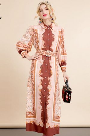 Designer Autumn Loose Vintage Dress Women's Turn-D